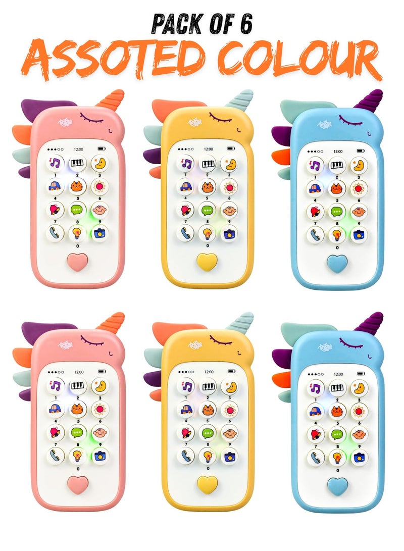 Pack of 6 Baby Phone Toys for 1 Year Old Boys  Girls – Interactive Musical Learning Toys with Lights, Numbers, Animal  Vehicle Sounds, Adjustable Volume, Detachable Teether, Assorted Colors | Educational Gift Set - Image 1